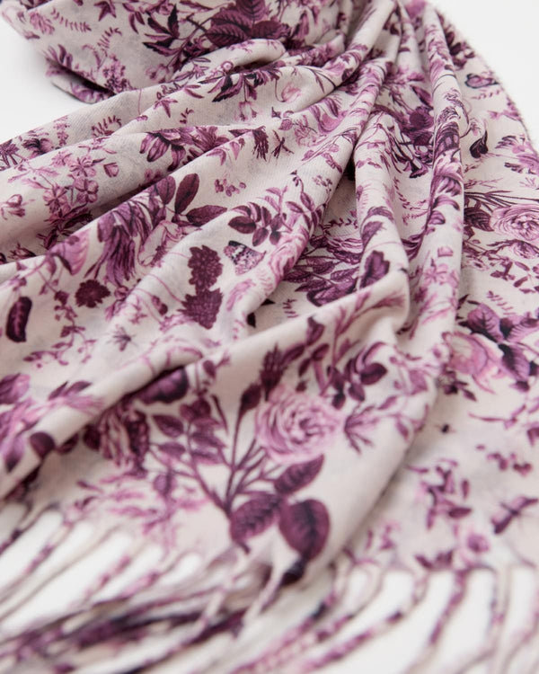 Rambling Rose Heavyweight Scarf Burgundy by Fable England