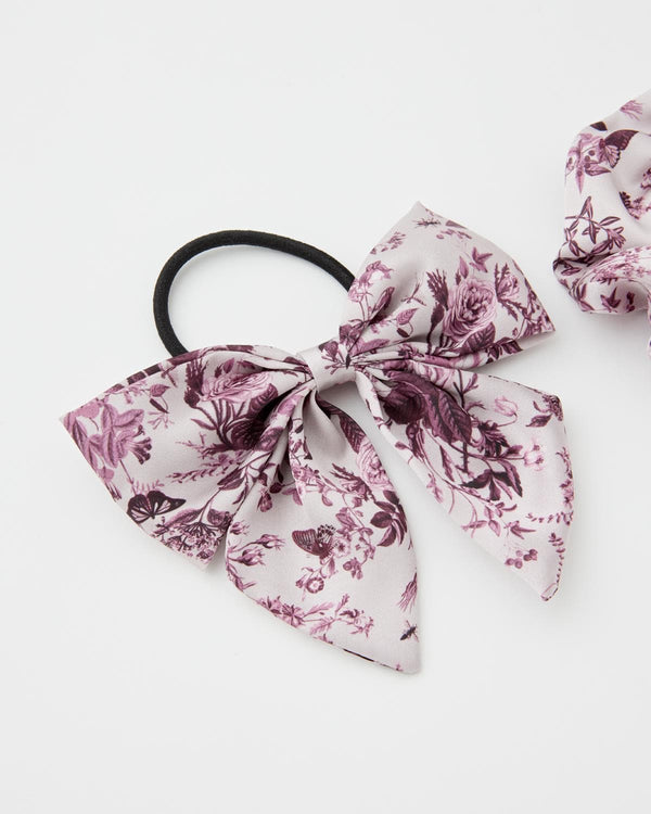 Rambling Rose Scrunchie & Bow Set Burgundy by Fable England