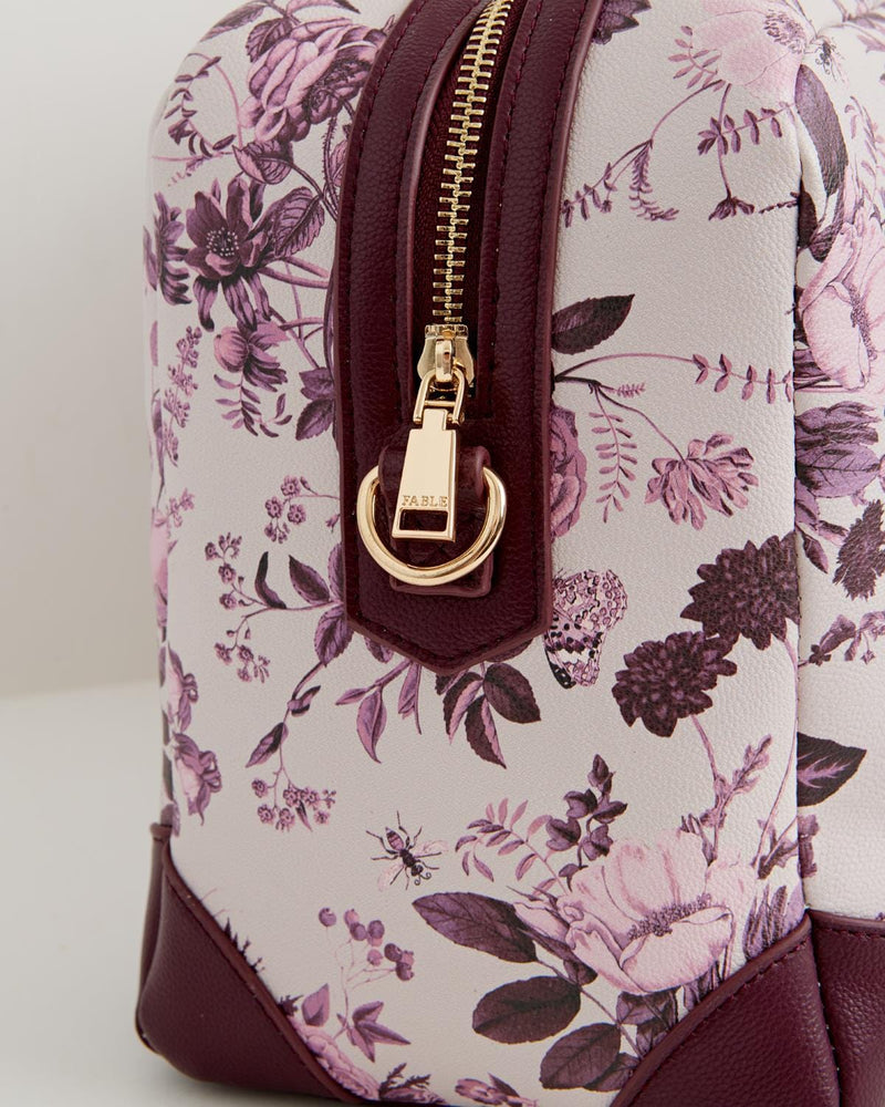 Rambling Rose Tote Bag Burgundy by Fable England