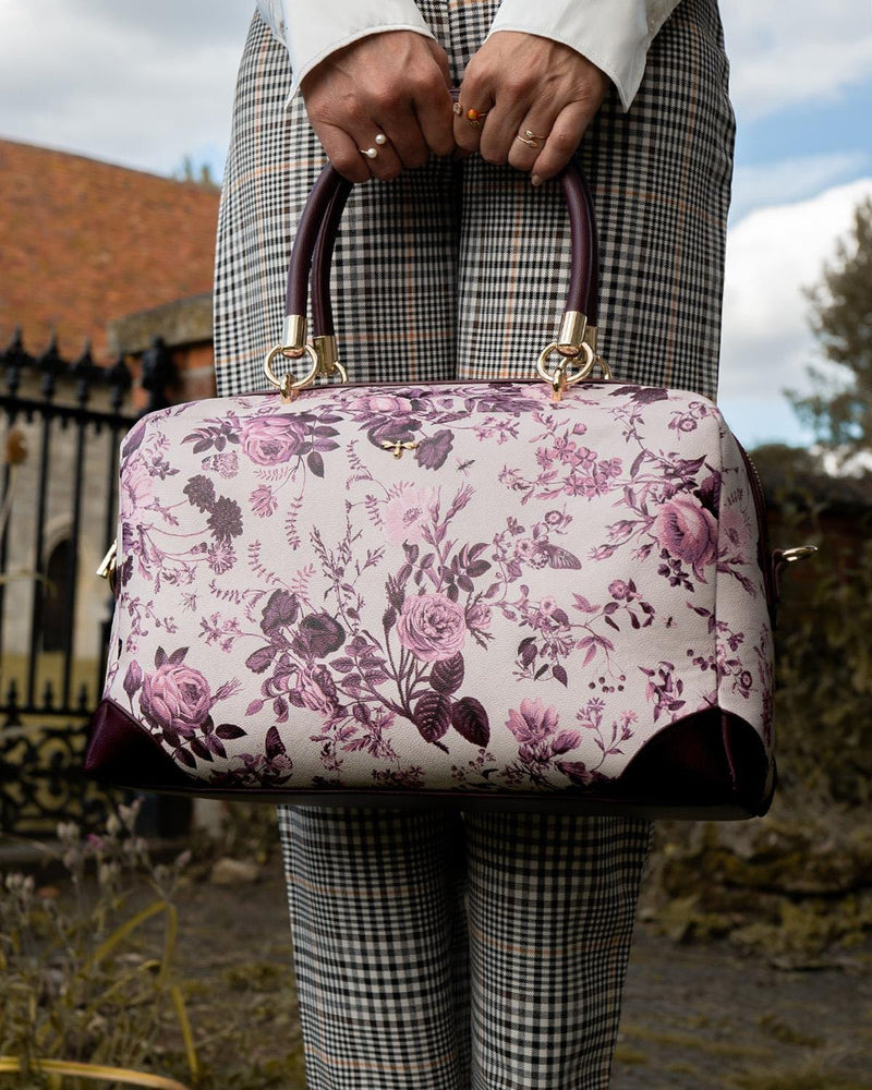 Rambling Rose Tote Bag Burgundy by Fable England