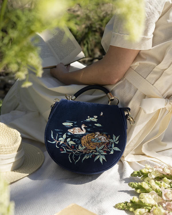 Rebecca Saddle Bag Embroidered Cygnet by Fable England