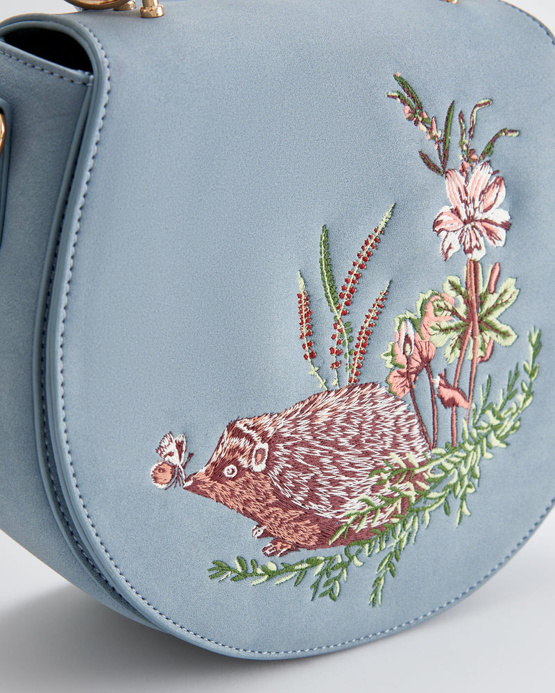 Rebecca Saddle Bag Embroidered Hedgehog by Fable England