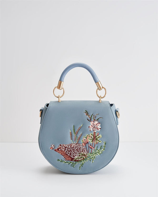 Rebecca Saddle Bag Embroidered Hedgehog by Fable England