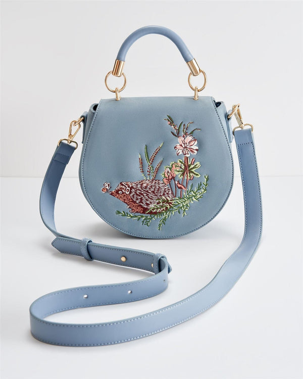 Rebecca Saddle Bag Embroidered Hedgehog by Fable England