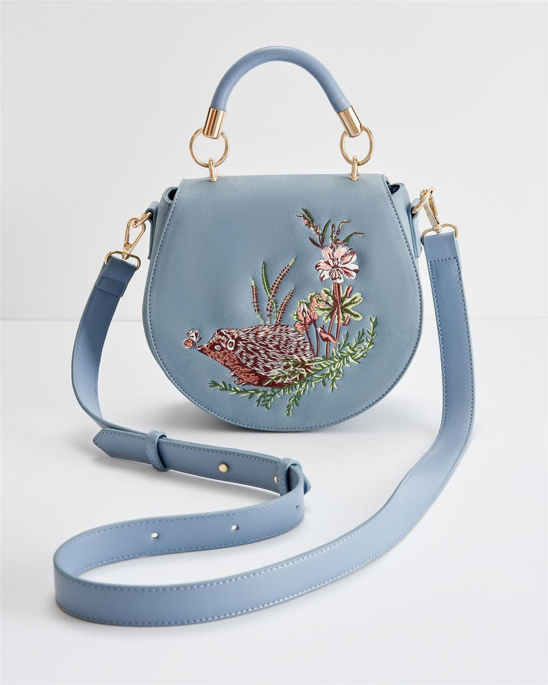 Rebecca Saddle Bag Embroidered Hedgehog by Fable England