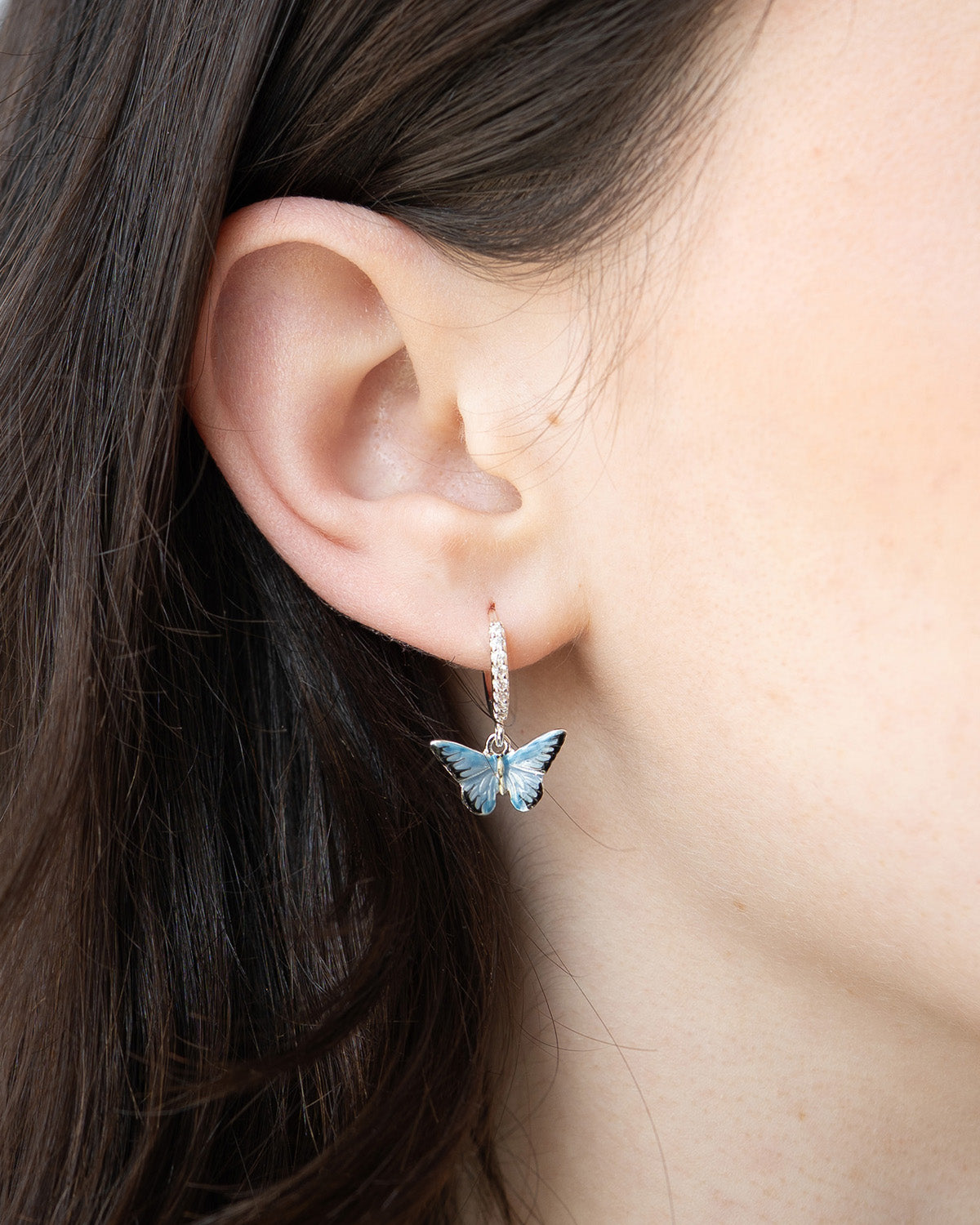 Blue Butterfly Silver Earrings