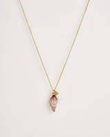 Spiral Shell and Pearl Worn Gold Short Necklace by Fable England