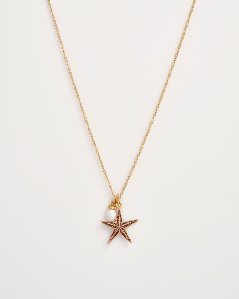 Starfish Worn Gold Short Necklace by Fable England