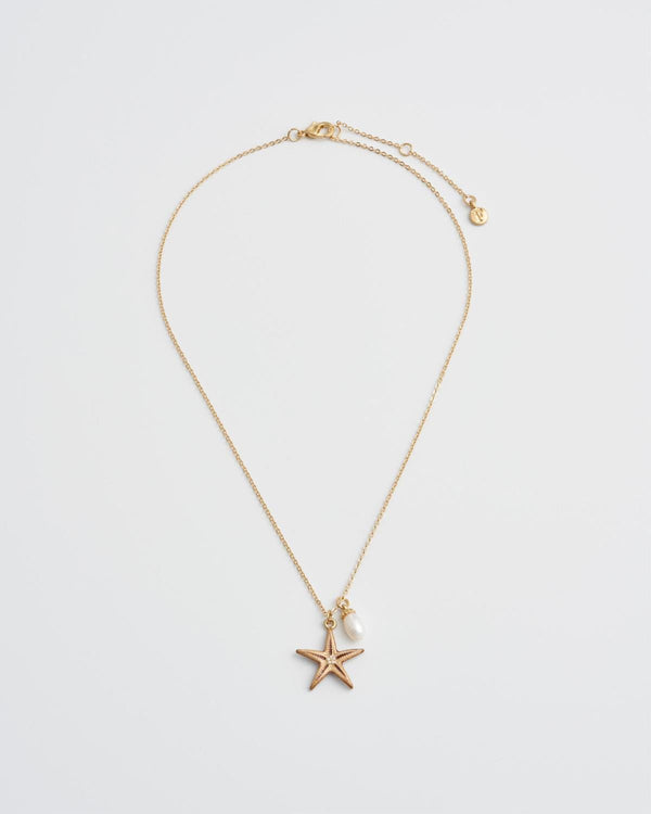 Starfish Worn Gold Short Necklace by Fable England