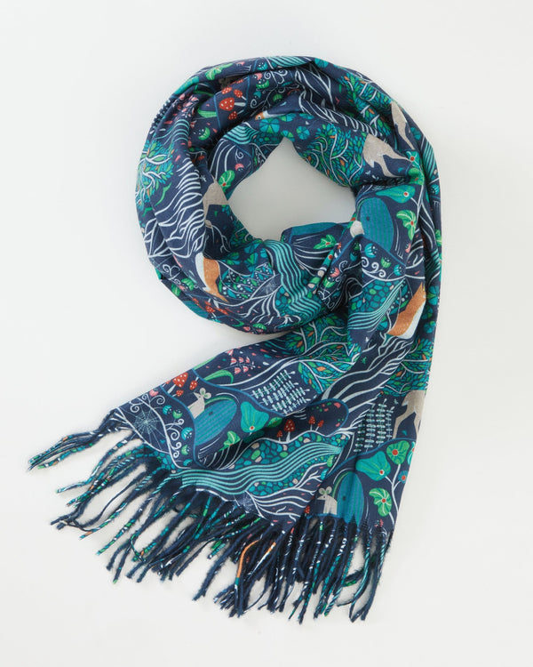 Navy The Enchanted Tree Scarf by Fable England