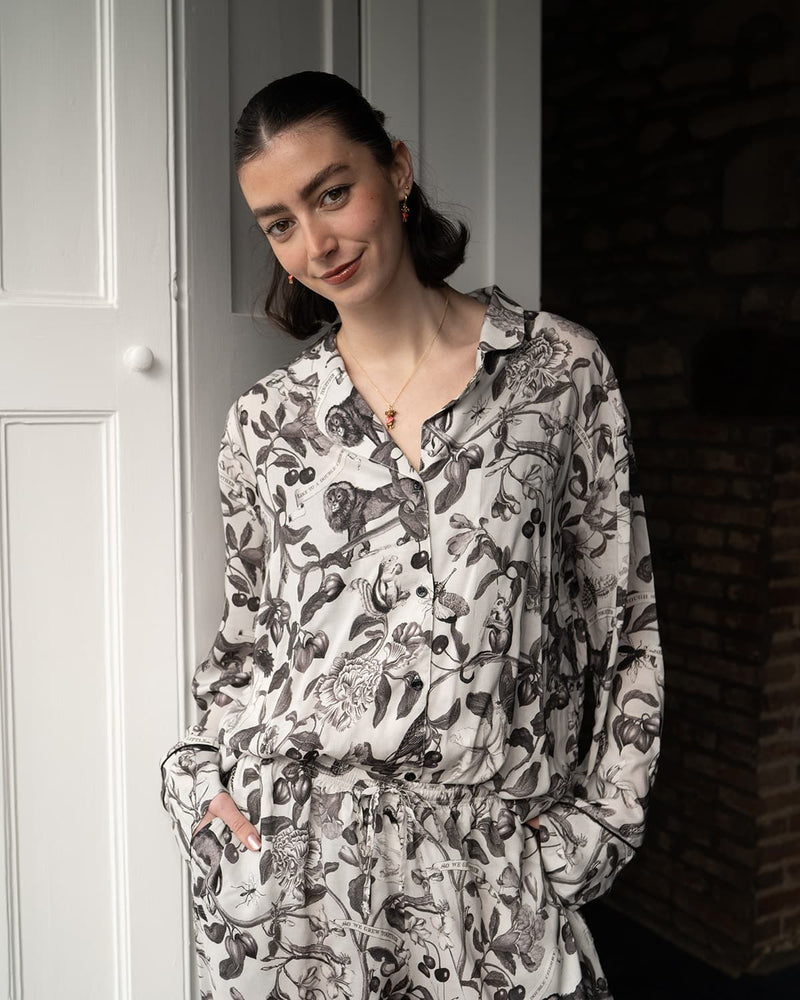 Tree of Life Monochrome Long Pyjamas by Fable England
