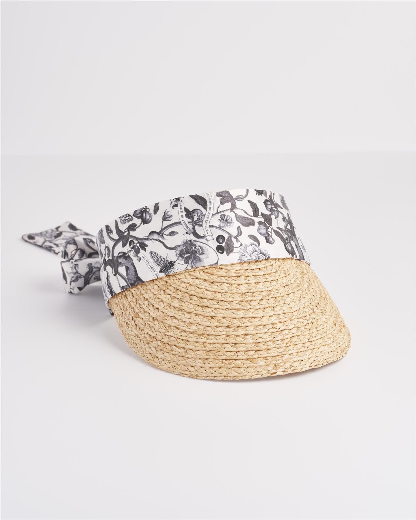 Tree Of Life Monochrome Raffia Visor by Fable England