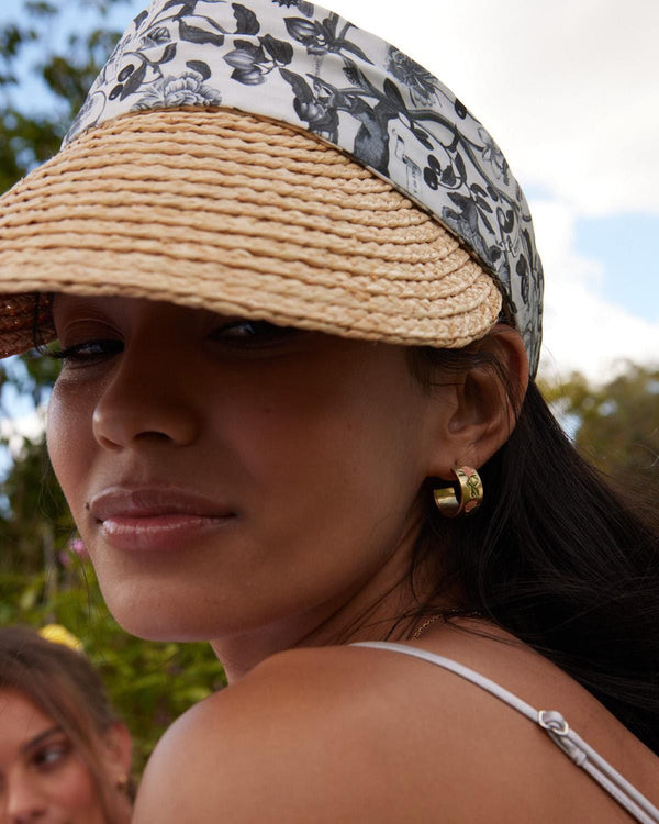 Tree Of Life Monochrome Raffia Visor by Fable England