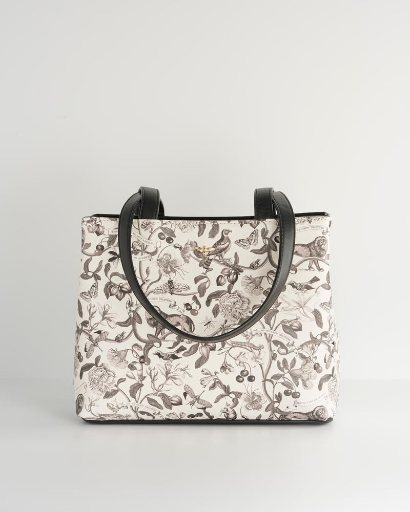 Tree Of Life Monochrome Small Tote - Black/White by Fable England