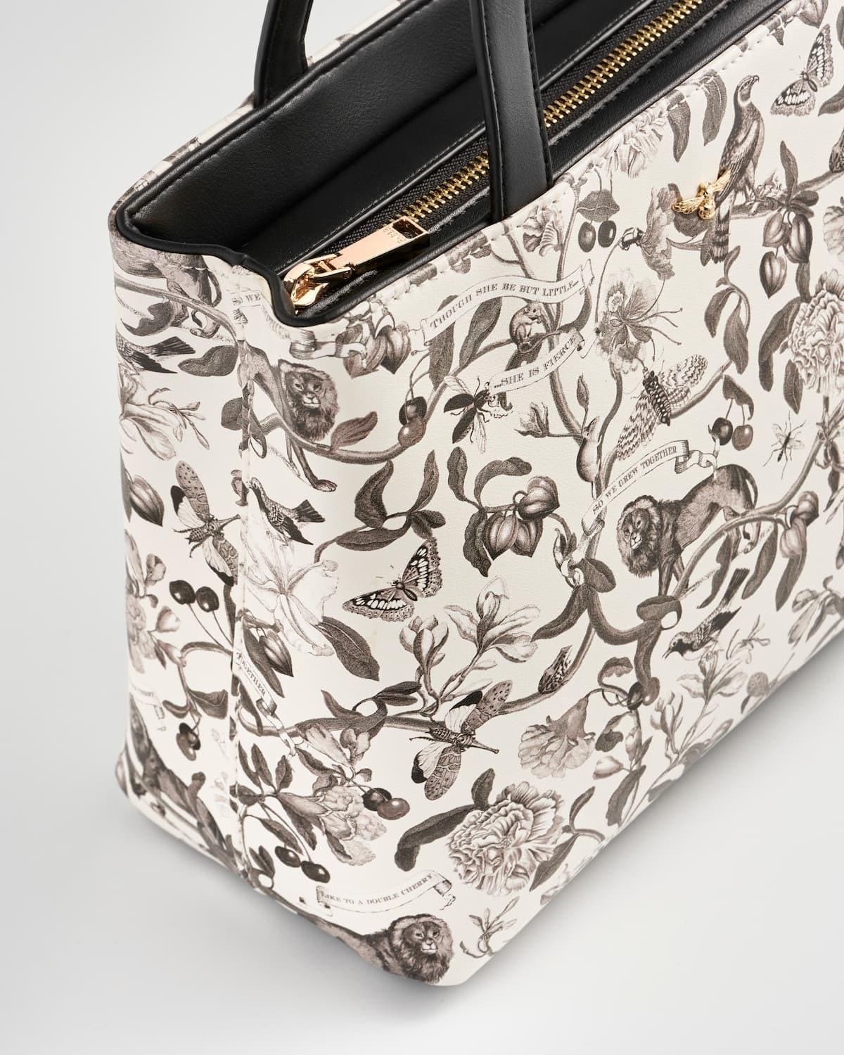 Tree Of Life Monochrome Small Tote - Black/White by Fable England