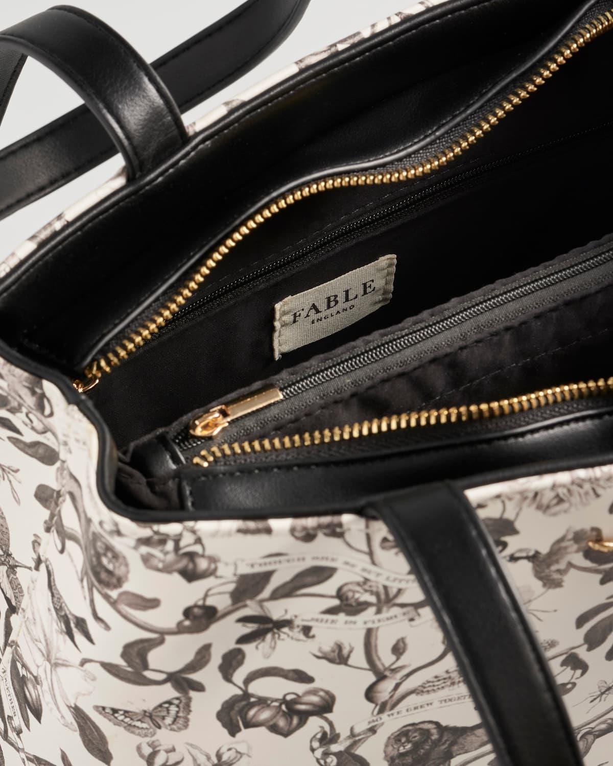 Tree Of Life Monochrome Small Tote - Black/White by Fable England
