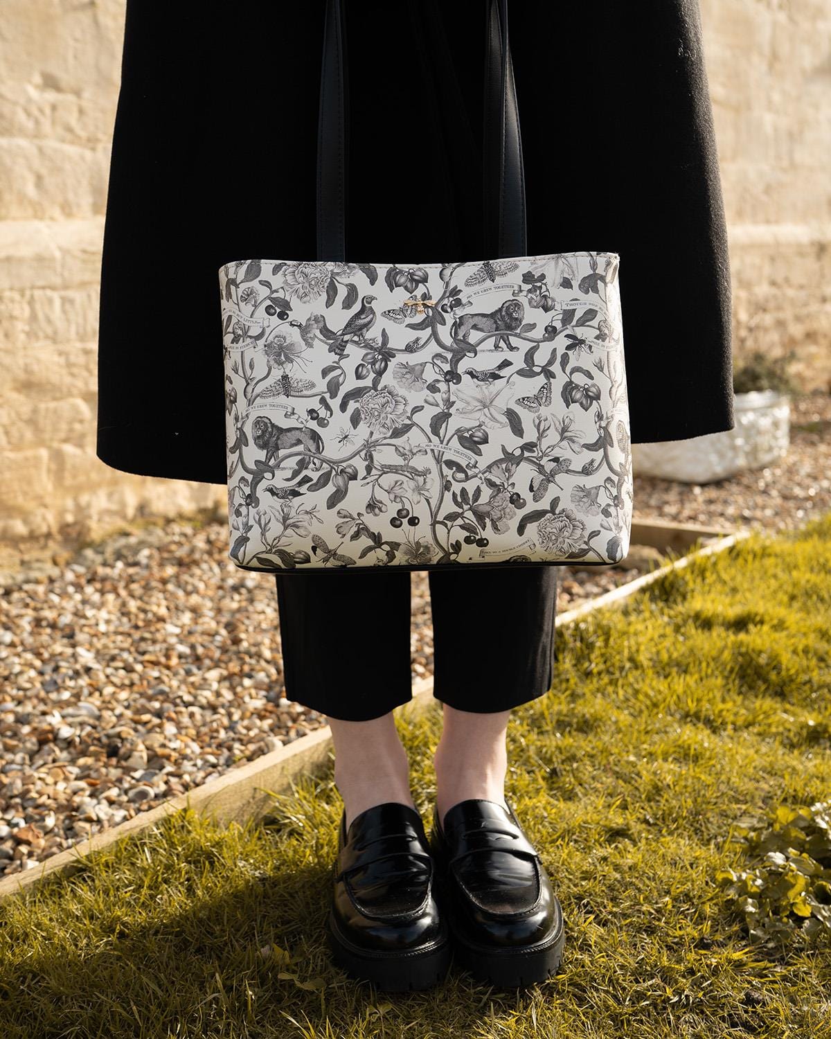 Tree Of Life Monochrome Small Tote - Black/White by Fable England