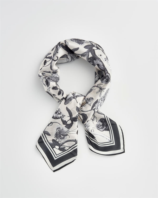 Tree Of Life Monochrome Square Scarf by Fable England