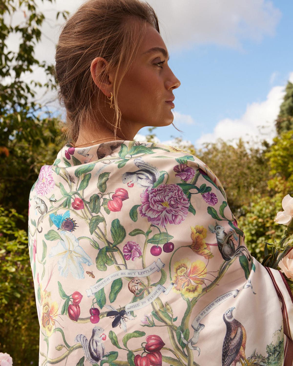 Tree Of Life Narrative Silk Square Scarf by Fable England