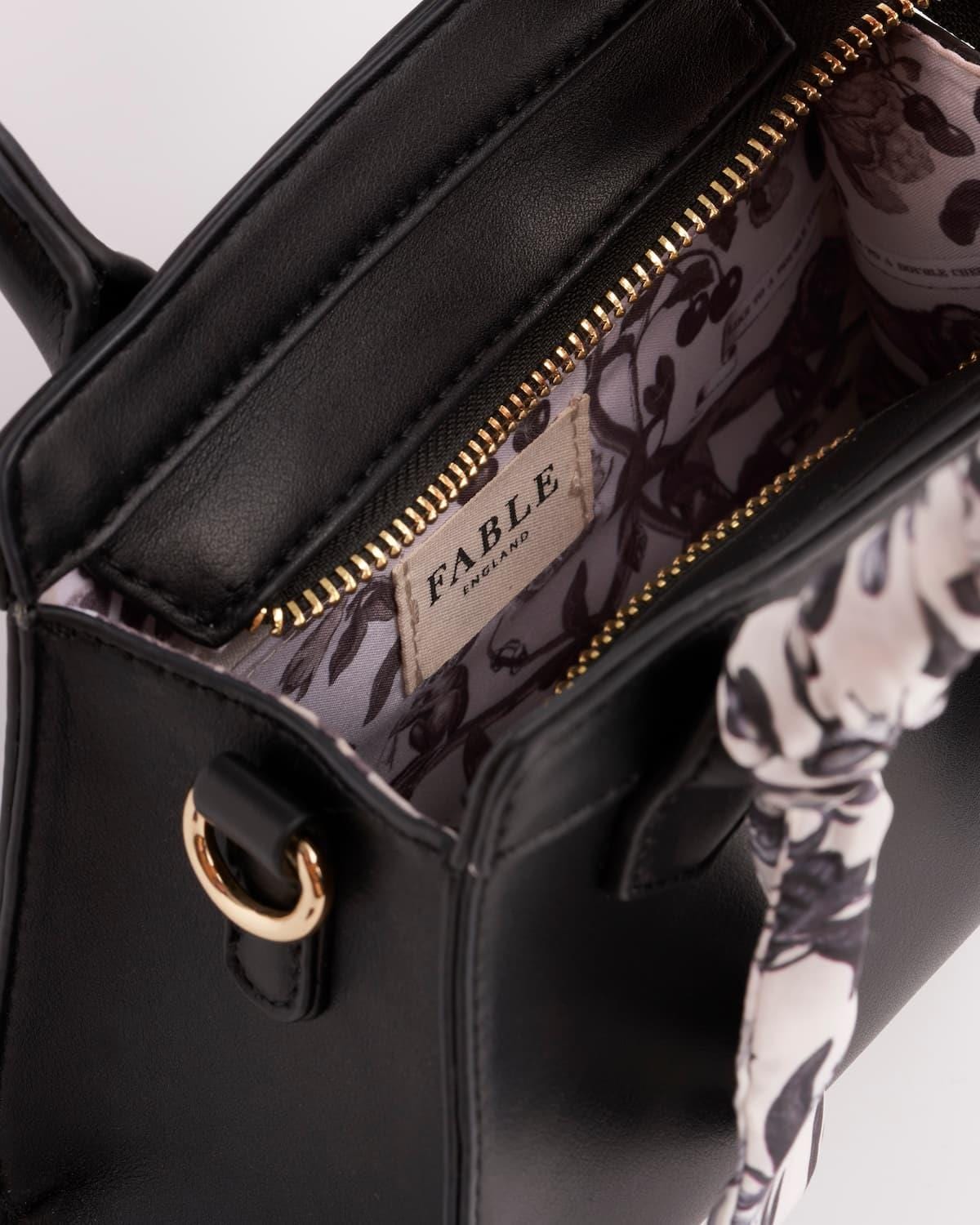 Tree Of Life Small Tote Bag - Black by Fable England