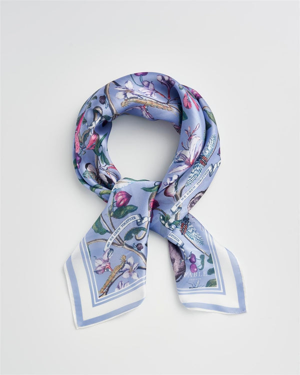 Tree Of Life Vintage Blue Square Scarf by Fable England