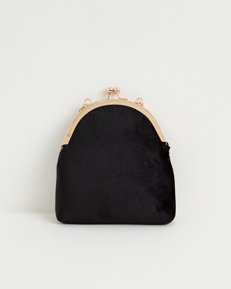 Victoriana Embroidered Bag Black Velvet by Fable England