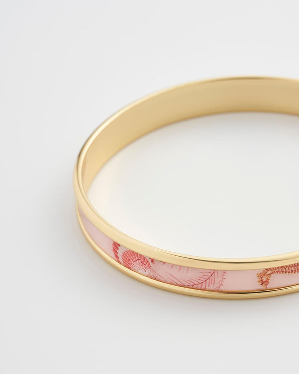 Whispering Sands Gold Plated Printed Bangle - Pink by Fable England