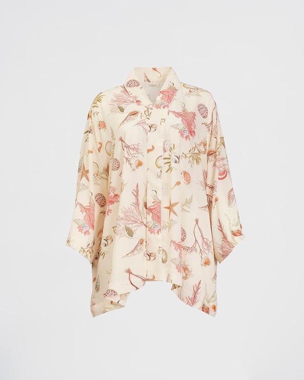 Whispering Sands Lotus Pink Short Kimono by Fable England