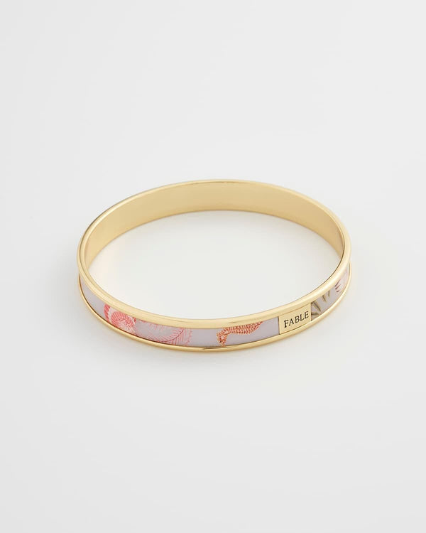 Whispering Sands Printed Gold Plated Bangle -Blue by Fable England