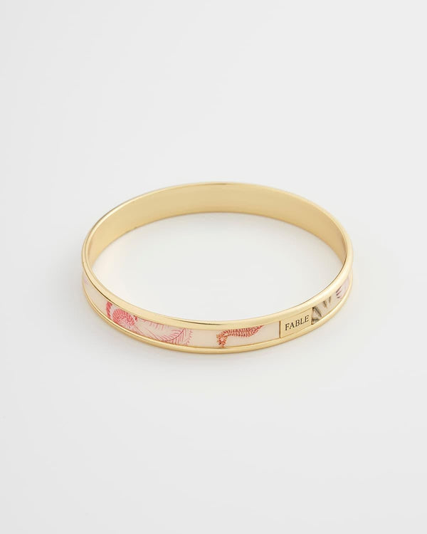 Whispering Sands Printed Gold Plated Bangle - Yellow by Fable England