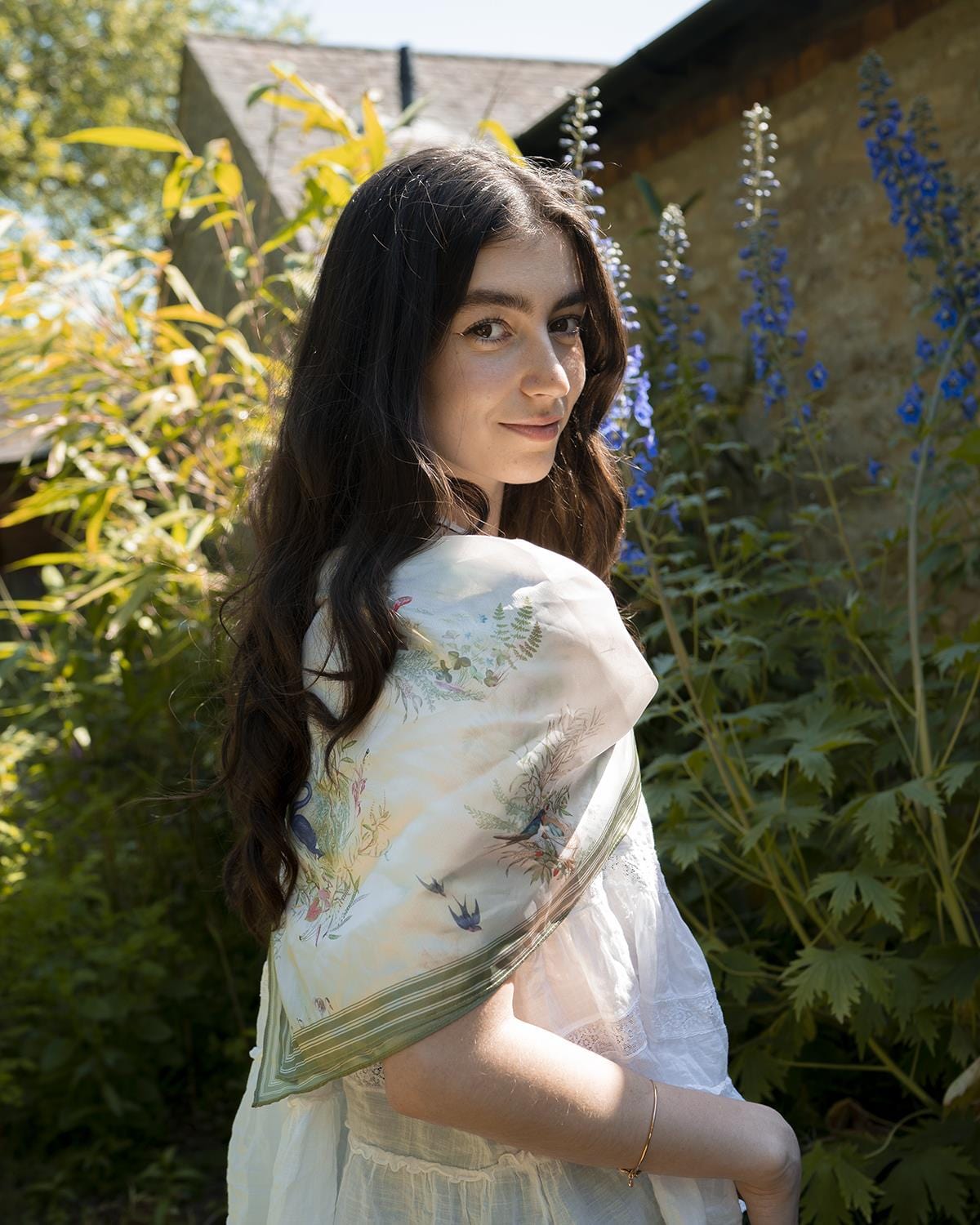 Whispering Willows Ivory Scarf by Fable England