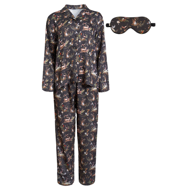 Wonderland Black Pyjamas & Wonderland Black Sleep Mask Set