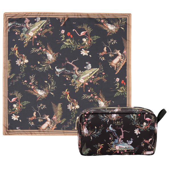Wonderland Wash Bag & Wonderland Toile Square Scarf Set