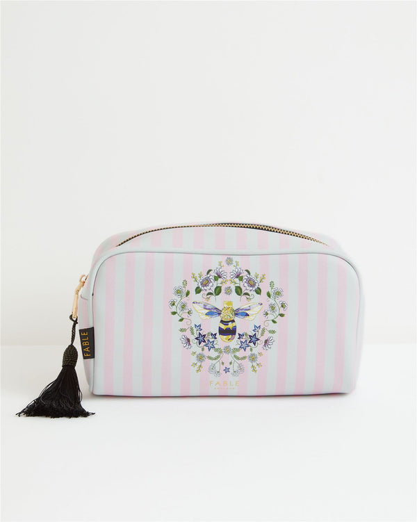 Fable Mauve Striped Bee Cosmetic Bag