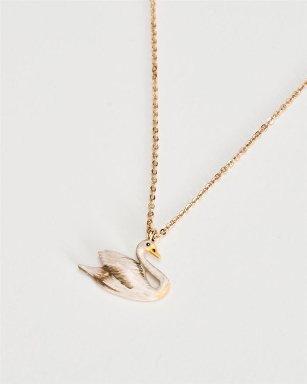Enamel Swan Short Necklace