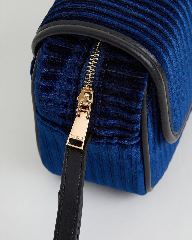 Fable England Handbag Vivianne Velvet Camera Bag - Sapphire Blue
